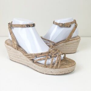 Pelle Moda Wedge Sandal Women’s 9 Ankle Strap Cork Espadrille